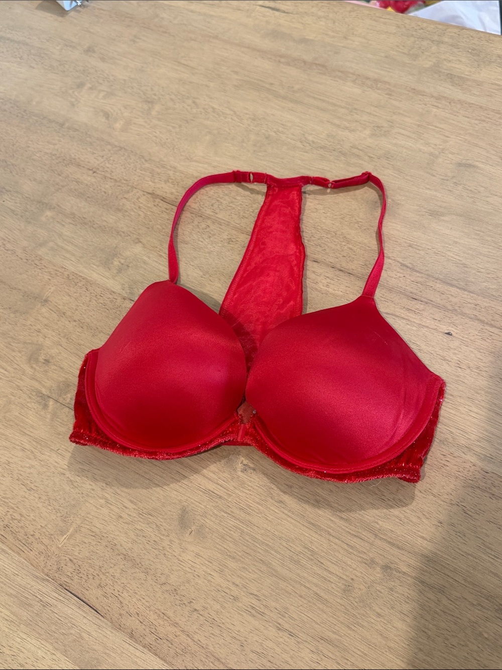 Red Racerback Lace-Back T-Shirt Bra - Women Intimates